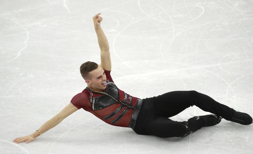 Adam Rippon at the end of Friday’s short program. (EFE photo)