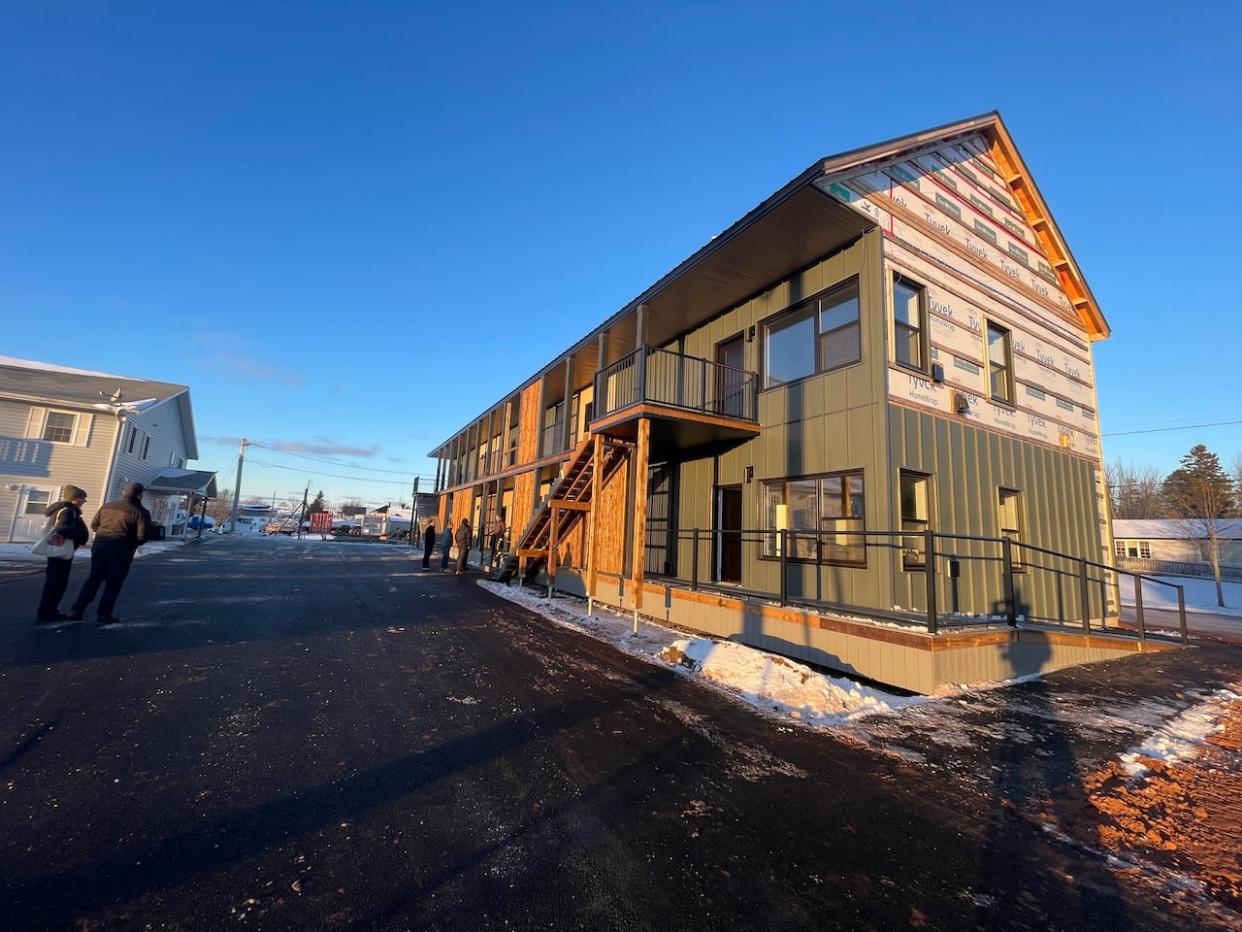 The modular housing project includes six studio units and four one-bedrooms.  (Sheehan Desjardins/CBC News - image credit)