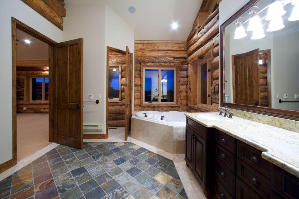 farmhouse bathroom ideas log cabin