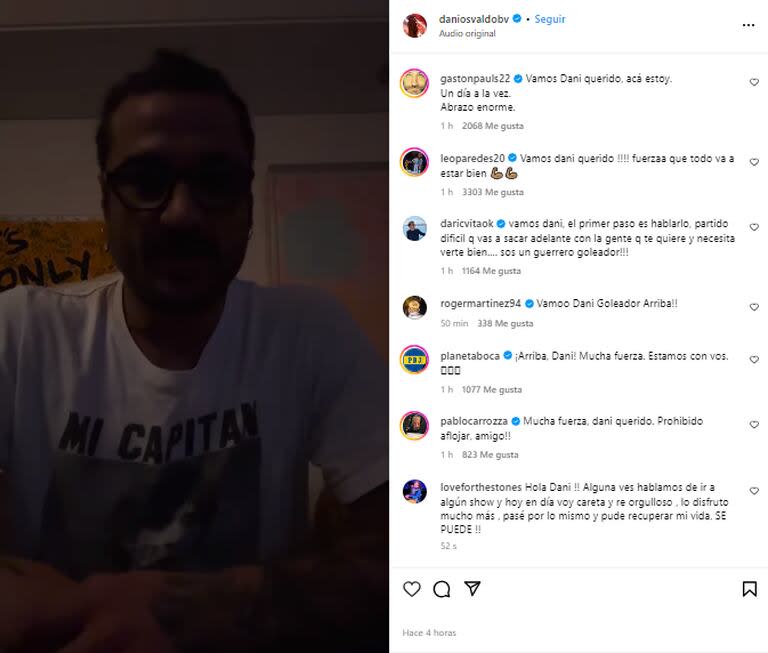 Los mensajes de apoyo que recibió Osvaldo (Foto: Instagram @daniosvaldobv)