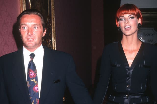 <p>Ron Galella Collection via Getty Images</p> Evangelista with ex-husband Gérald Marie