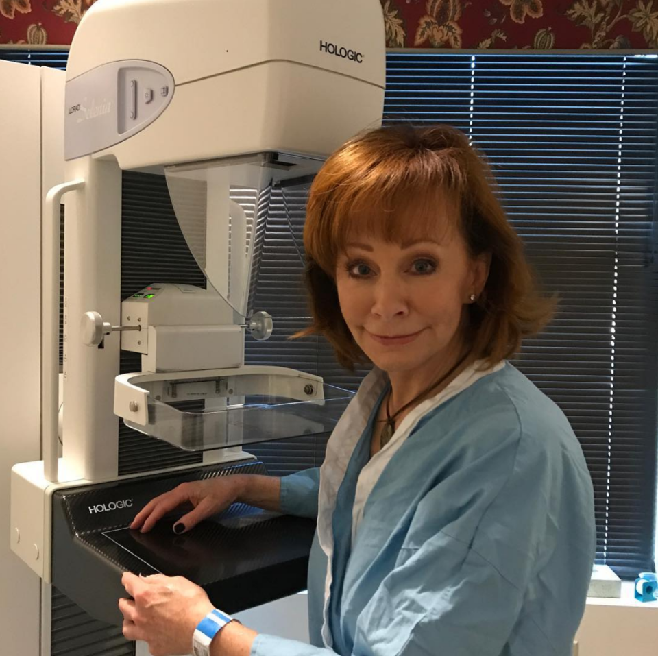 <p>Let’s hear it for the girls! The country singer icon used her Instagram to remind followers to take care of themselves. “From the CMA awards to going to get my mammogram the next morning. Taking care of business and my health!” Make your appointment now as Reba hashtagged, “Mammograms save lives.” (Photo: <a rel="nofollow noopener" href="https://www.instagram.com/p/BbSANGOhHwp/?taken-by=reba" target="_blank" data-ylk="slk:Reba McEntire via Instagram;elm:context_link;itc:0;sec:content-canvas" class="link ">Reba McEntire via Instagram</a>) </p>