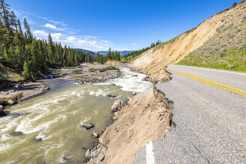 Fast-moving floodwater obliterated sections of major roads through Yellowstone National Park in June 2022. <a href="https://www.flickr.com/photos/yellowstonenps/52167350392" rel="nofollow noopener" target="_blank" data-ylk="slk:Jacob W. Frank/National Park Service;elm:context_link;itc:0;sec:content-canvas" class="link ">Jacob W. Frank/National Park Service</a>