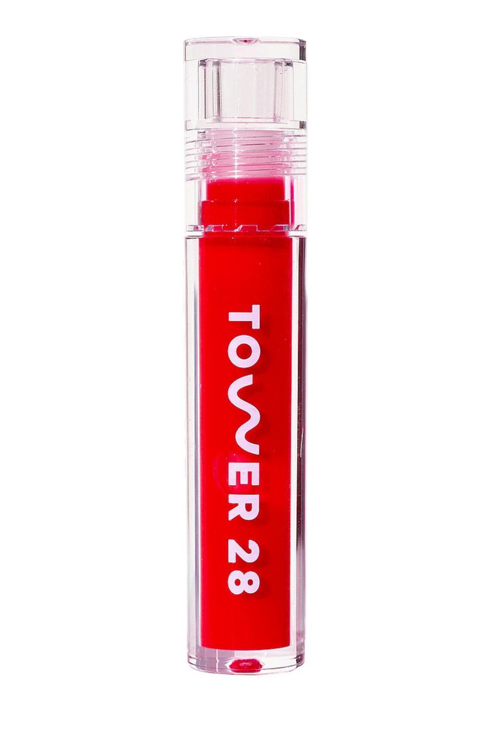 1) Tower 28 Beauty Clean ShineOn Jelly Lip Gloss in Spicy