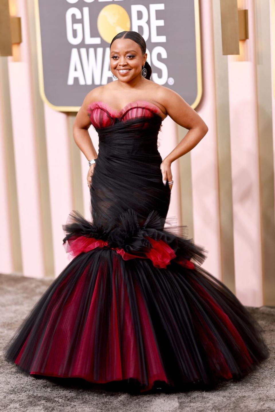 Quinta Brunson wears Christian Siriano at the Golden Globes