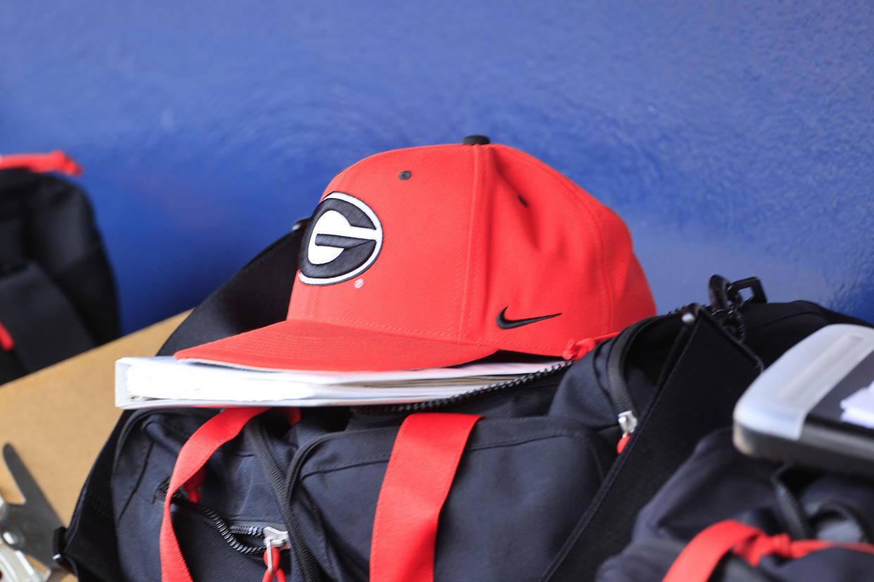 Georgia pitcher Christian Mracna closed out a 5-4 win over the top-ranked Aggies on Saturday