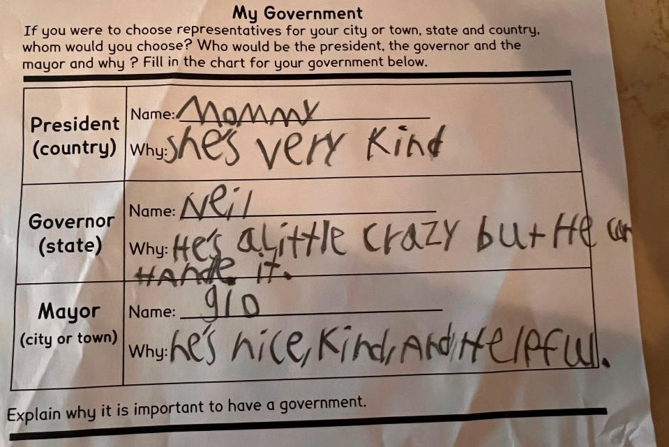 My youngest son's picks for elected officials.