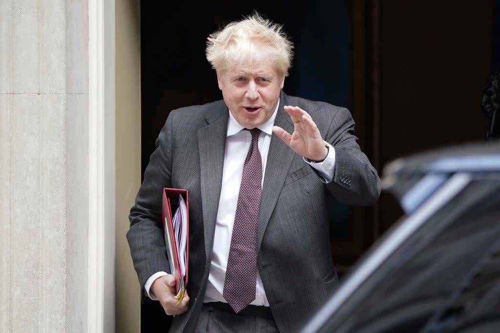 Boris Johnson leaves 10 Downing Street to attend Prime Minister’s Questions in the House of Commons (Jonathan Brady/PA) (PA Wire)