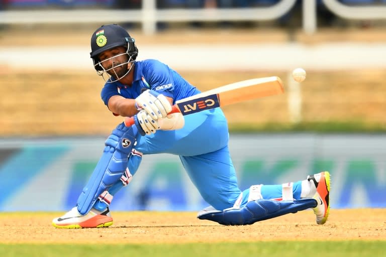 India's Ajinkya Rahane plays a shot during their second ODI match against West Indies, at the Queen's Park Oval in Port of Spain, Trinidad, on June 25, 2017