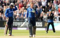 Cricket - England v New Zealand - First Royal London One Day International - Edgbaston - 9/6/15 England's Jos Buttler celebrates his century Action Images via Reuters / Philip Brown Livepic