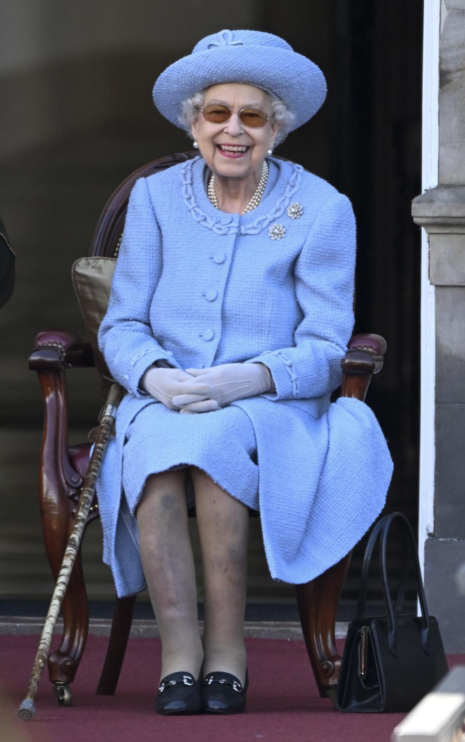 Queen Elizabeth smiles in 2022