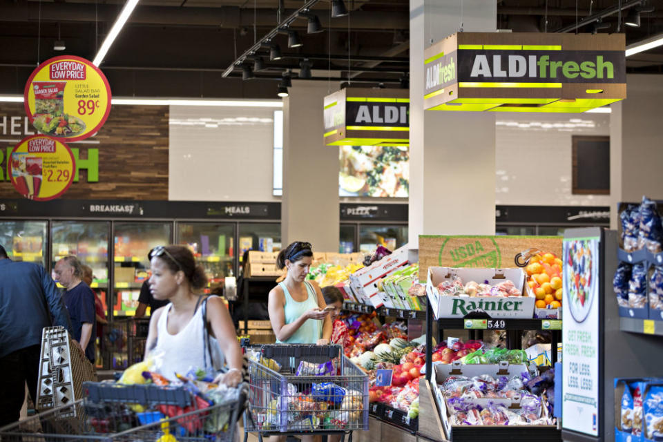 Aldi shoppers browse in Chicago, Illinois.