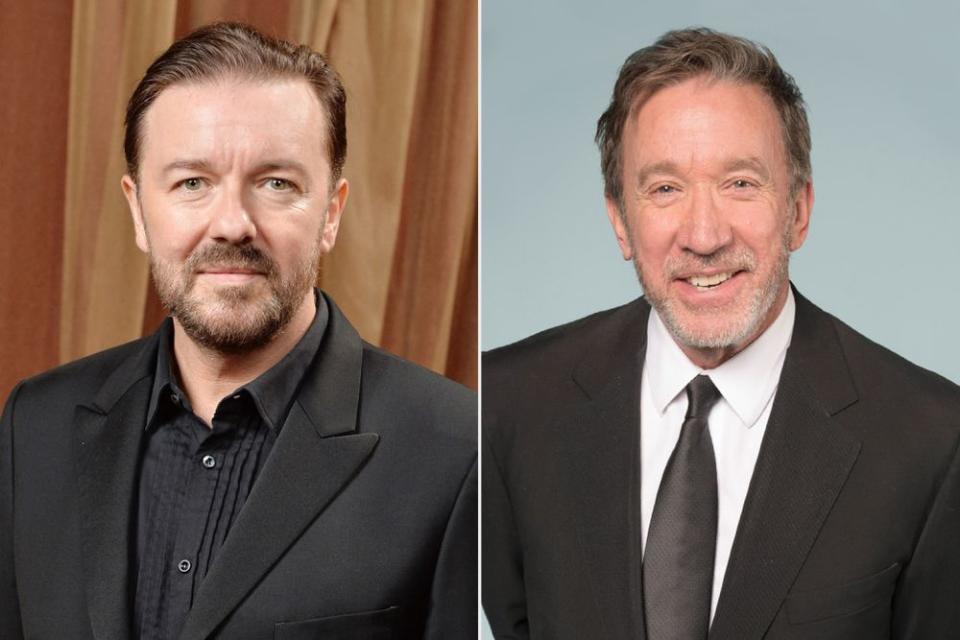 Ricky Gervais; Tim Allen | Andrew H. Walker/Getty Images; Michael Bezjian/WireImage