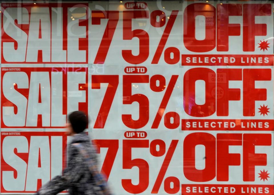 Shoppers on London’s Oxford Street on Wednesday as the inflation figures were announced (AP)