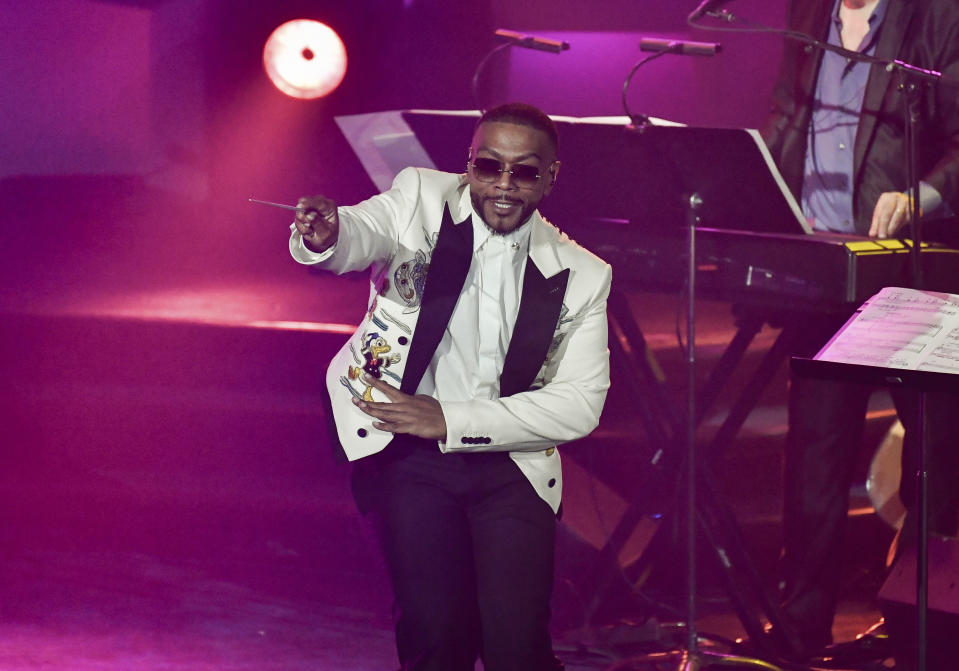 Inductee Timbaland performs at the Songwriters Hall of Fame Induction and Awards Gala at the New York Marriott Marquis Hotel on Thursday, June 13, 2024, in New York. (Photo by Evan Agostini/Invision/AP)