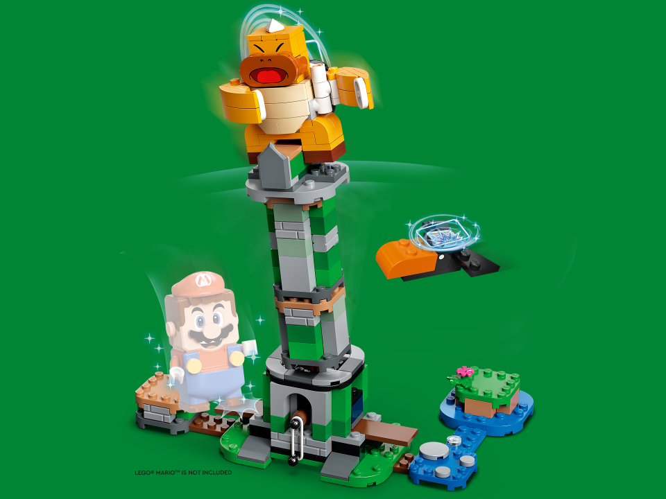 Sumo Bro on a tilting Lego tower.