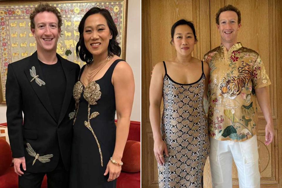 <p>Mark Zuckerberg / Instagram</p> Mark Zuckerberg and wife Priscilla pose for photos ahead of Anant Ambanis pre-wedding celebration 