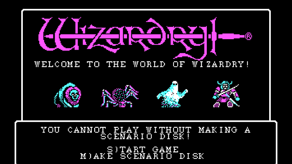 Wizardry 1 start screen