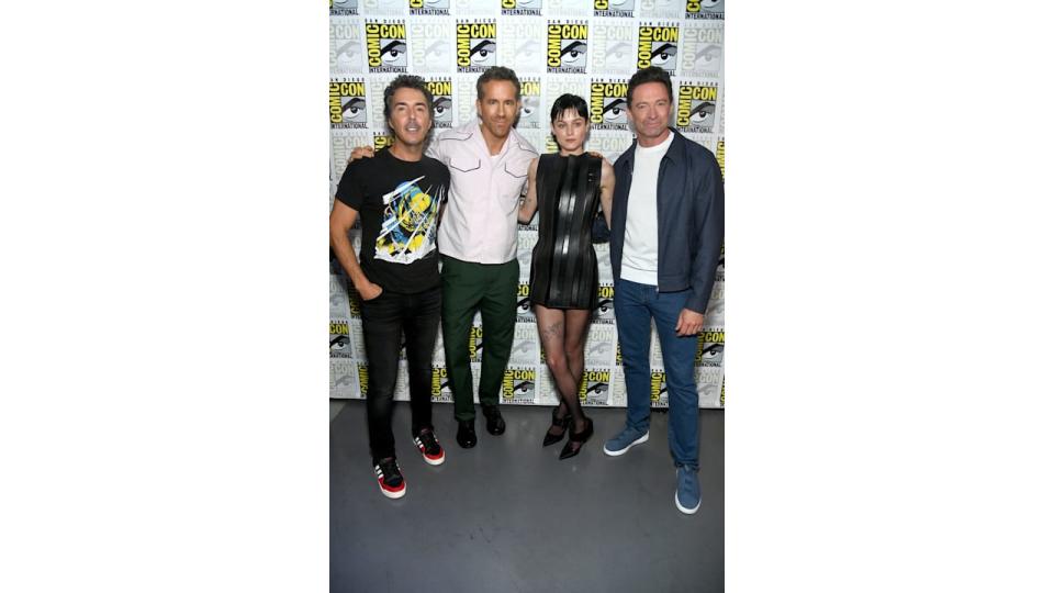 Emma attended the event with film director Shawn Levy and co-stars Ryan Reynolds and Hugh Jackman attend Marvel Studios: The Ultimate Deadpool & Wolverine Celebration of Life in Hall H at SDCC in San Diego, California on July 25, 2024. (Photo by Alberto E. Rodriguez/Getty Images for Disney)