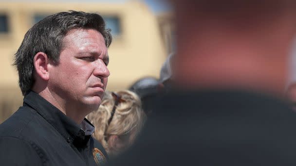 PHOTO: Florida Gov. Ron DeSantis speaks during a press conference in Matlacha Fla., Oct. 5, 2022. (Win Mcnamee/Getty Images)