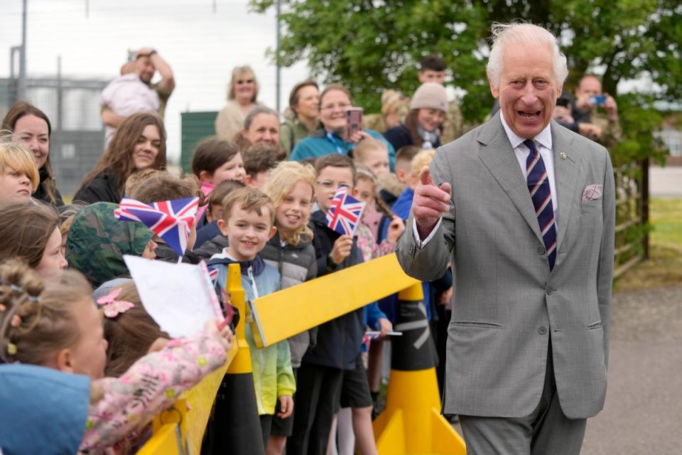 The King greets fans at the Army Aviation Centre (AP)