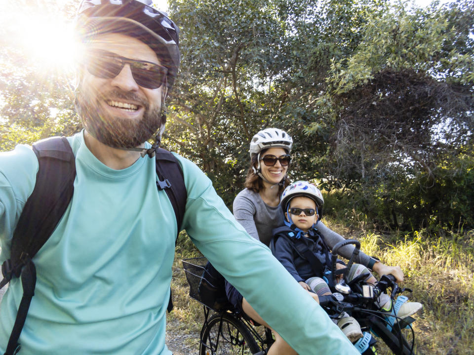 Family riding in forest. Source: Getty Images