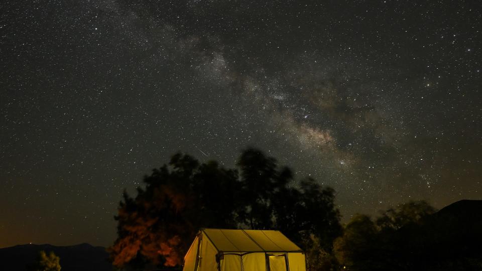 a bright meteor in the night sky