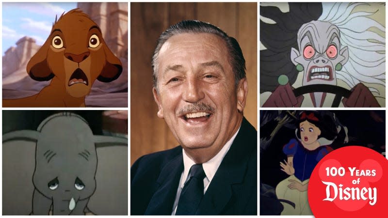 Clockwise from Top Left: The Lion King, Walt Disney (Photo: Screen Archives/Getty Images), Snow White and the Seven Dwarfs, 101 Dalmatians, Dumbo (all screenshots: Walt Disney Studios/YouTube)