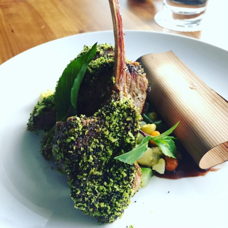 Rack of lamb with an elephant plum ginger sauce is among the signature dishes from Chef Jean Marie Josselin who is preparing to open his new restaurant Rustica at Saint Johns.