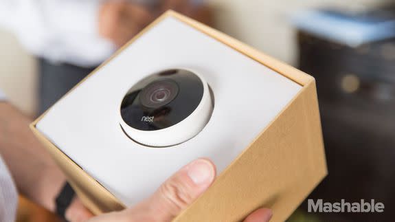 The Nest smart thermostat, which connects to the internet.