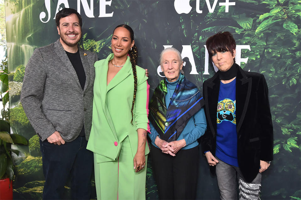 J.J. Johnson, Leona Lewis, Jane Goodall, and Diane Warren attend the Los Angeles Premiere Of Apple TV+ Original Series "Jane" at The California Science Center on April 14, 2023 in Los Angeles, California.