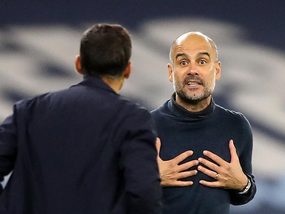 Pep Guardiola was at odds with Porto coach Sergio Conceicao throughout the fixture (Getty Images)