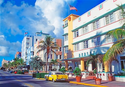 Ocean Drive in South Beach, Miami - Credit: MITCHELL FUNK