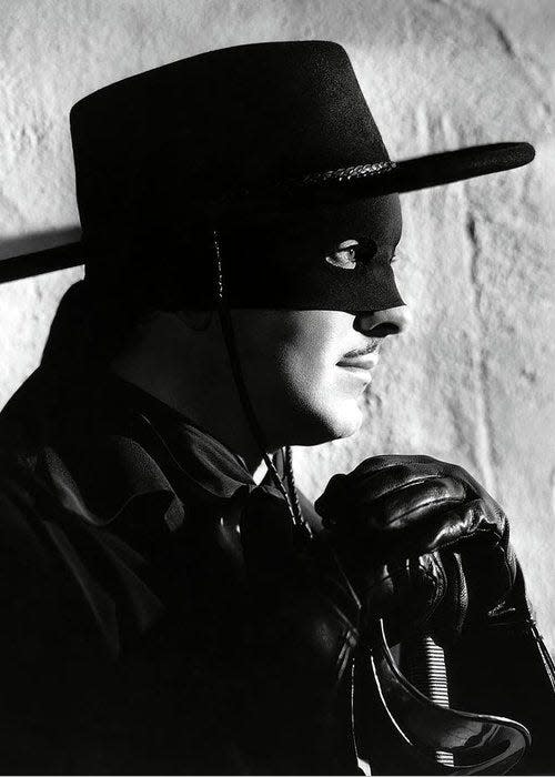 Actor Tyrone Power as Zorro in “The Mark of Zorro” (1940). Power was a Purcell High School graduate.