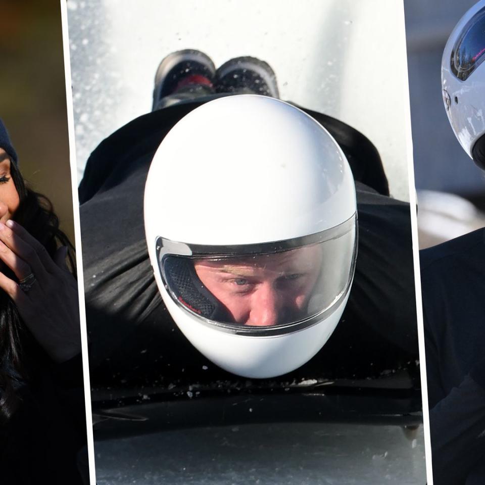 Prince Harry takes on risky Skeleton racing as Meghan Markle reacts during day two of Canada trip – best moments