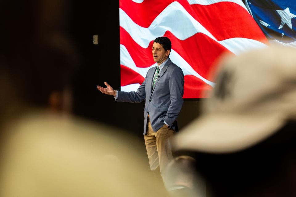 Paul Ryan, a former U.S. House speaker and the 2012 Republican vice presidential candidate, speaks at the Gary R. Herbert Institute for Public Policy at Utah Valley University in Orem on Thursday, Oct. 5, 2023. | Megan Nielsen, Deseret News