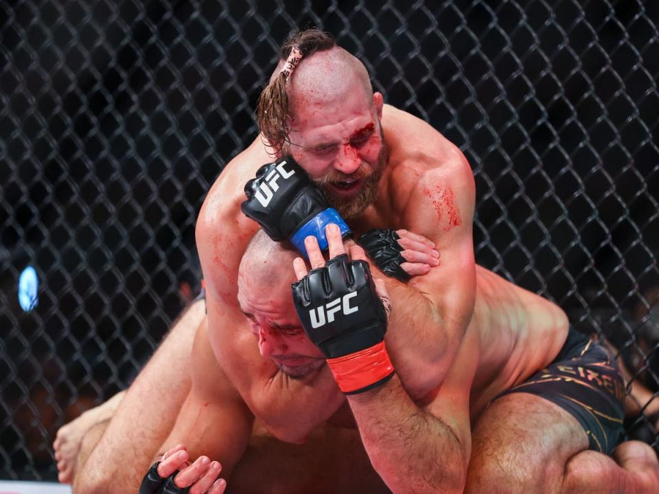 Jiri Prochazka (top) submitted Glover Teixeira to win the UFC light heavyweight title in an instant classic (Getty Images)