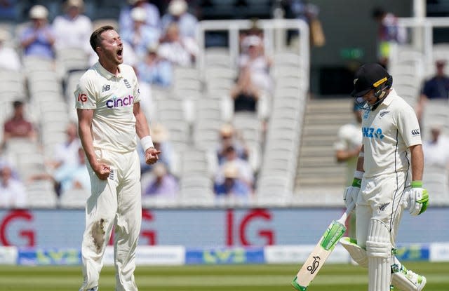 Ollie Robinson celebrates a wicket