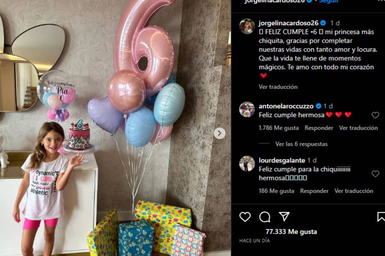 Jorgelina Cardoso celebró el cumpleaños de su hija (Foto Instagram @leoparedes20)