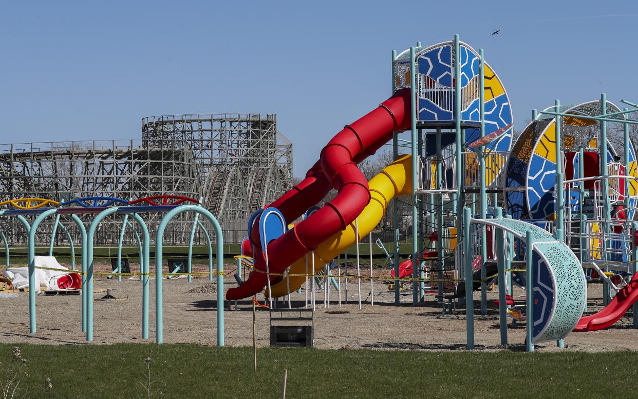 Construction on a new inclusive playground progresses on April 15 at Bay Beach Amusement Park in Green Bay.