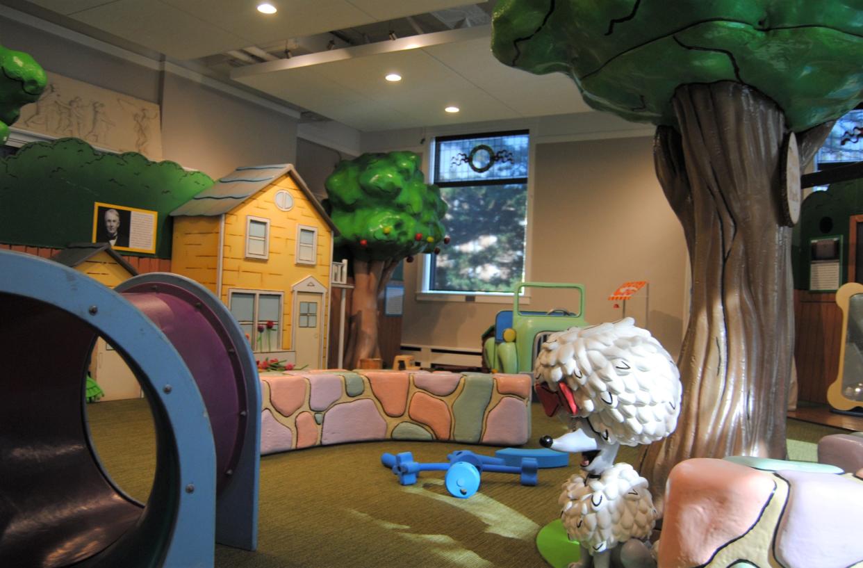 A variety of hands-on kids' exhibit equipment is on display in the original "Discovery City" space at the Port Huron Museum's Carnegie Center in 2021. The equipment is being repurposed again in the developing Discovery City Children's Museum.