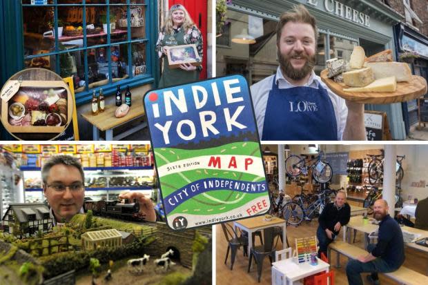 A new survey says York is the THIRD best place for independent shops in the UK. Our photo shows the Indie York guide and some of the city&#39;s leading indie traders