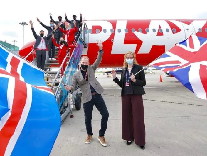PLAY's inaugural flight from Reykjavik to London.