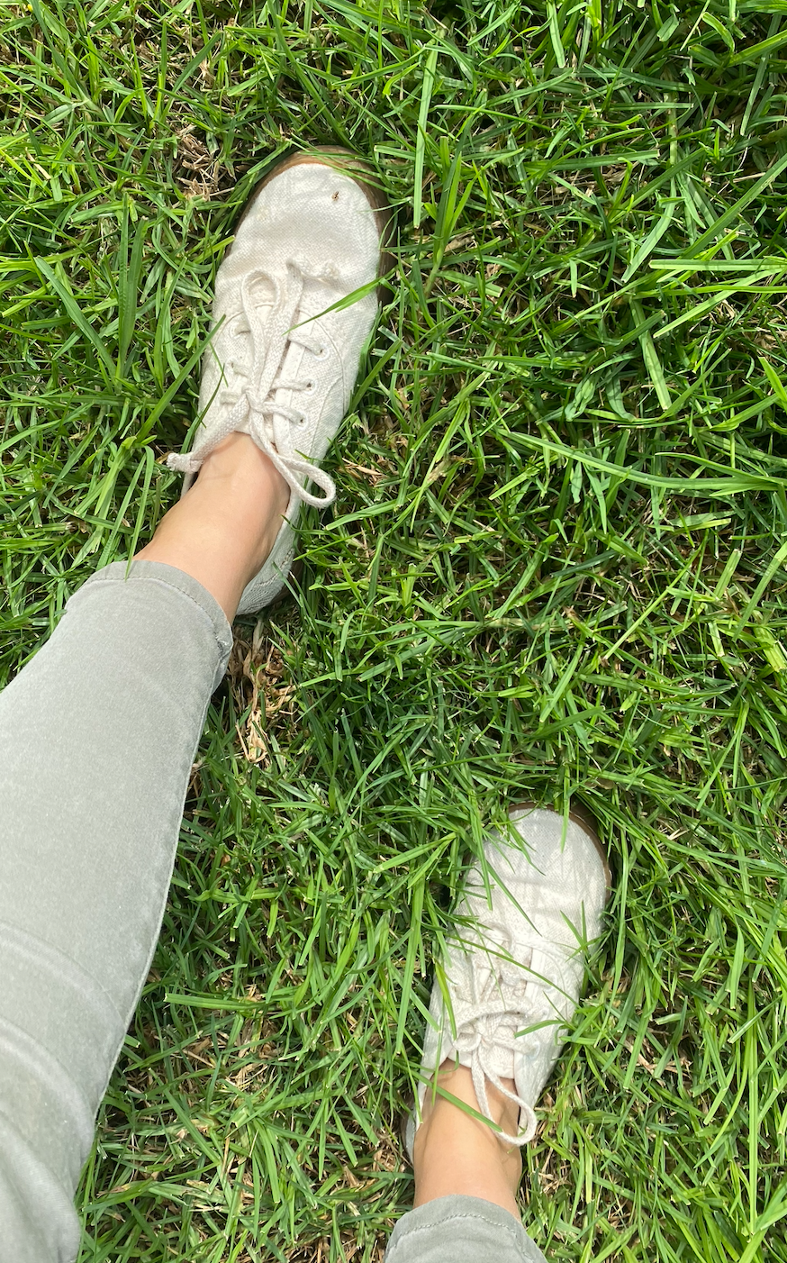 Krista's shoes in the grass