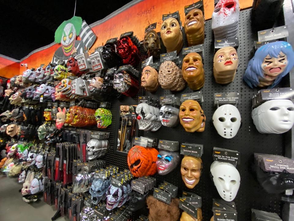 Masks at Spirit Halloween's flagship store.