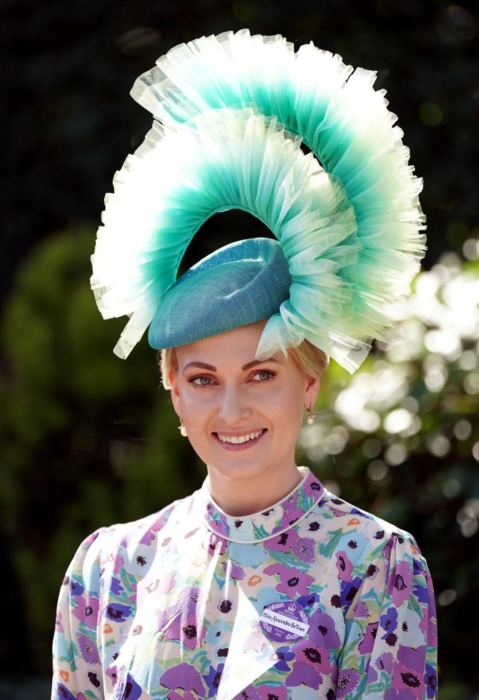 Racegoer Alexandra Bertram during day two of Royal Ascot at Ascot Racecourse (PA)