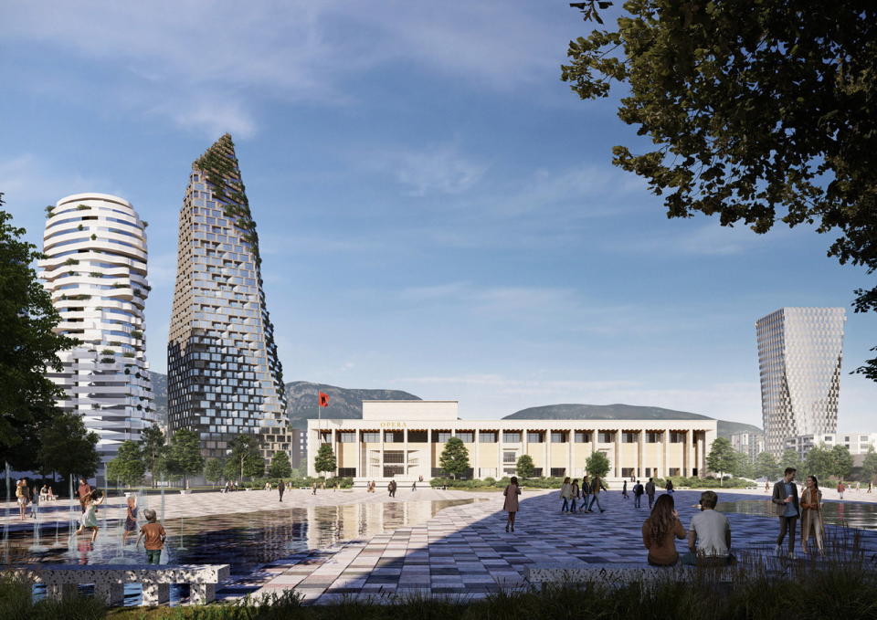 Rendering for CEBRA's upcoming Mount Tirana tower design for Albania's capital city.