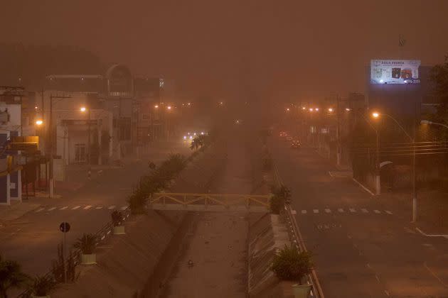 <p>Tempête de sable dans les villes de Franca et Ribeirão Preto, au Brésil, le 26 septembre 2021.</p>