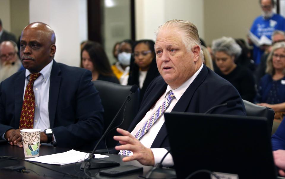 Rep. Kevin Bratcher, R-Louisville, shown at a hearing Wednesday on the juvenile justice bill, said it is in response to an increase in violent crimes by Louisville youths as well as violence and riots that has occurred at the state's juvenile detention facilities.