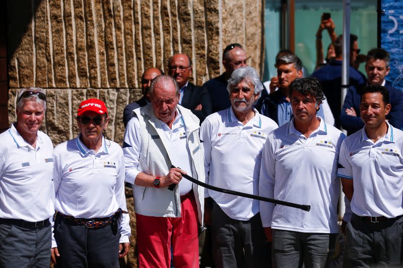 Former Spanish King Juan Carlos attends a sailing regatta at the Sailing Club in Sanxenxo